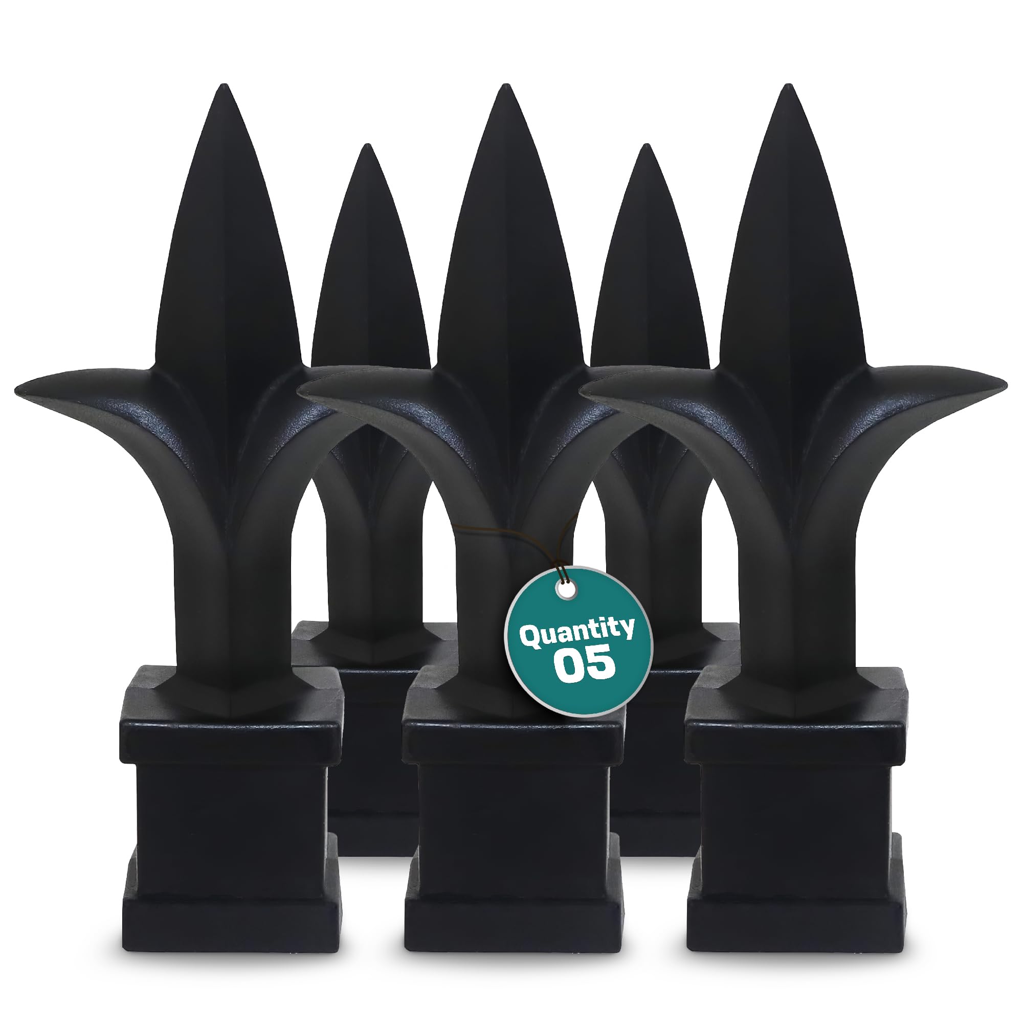 Address America Fence Finials Trident Spear High-Impact Polypropylene Black Finial Fence Topper (5ct, 1/2 inch) - Made in The USA - FF