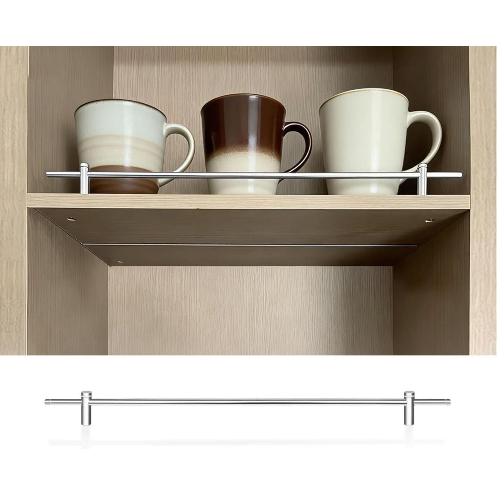 Generisch Metall-Regalgeländer-Set – 8er-Pack, Silber, 89 cm (35 Zoll) – Absturzsichere, dekorative Stangen für Schränke, Schuhregale und Bücherregale – Sicherheitsrahmen