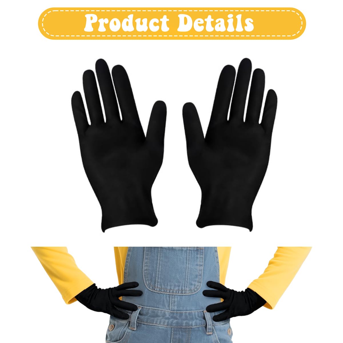 Humairc Costume Giallo Kit Occhiali Costume Carnevale/Halloween/Cosplay/Danza/Festa Carnevale Halloween Accessori Donna Uomo - Occhiali Cappello Giallo Guanti Neri Calzini Bretelle