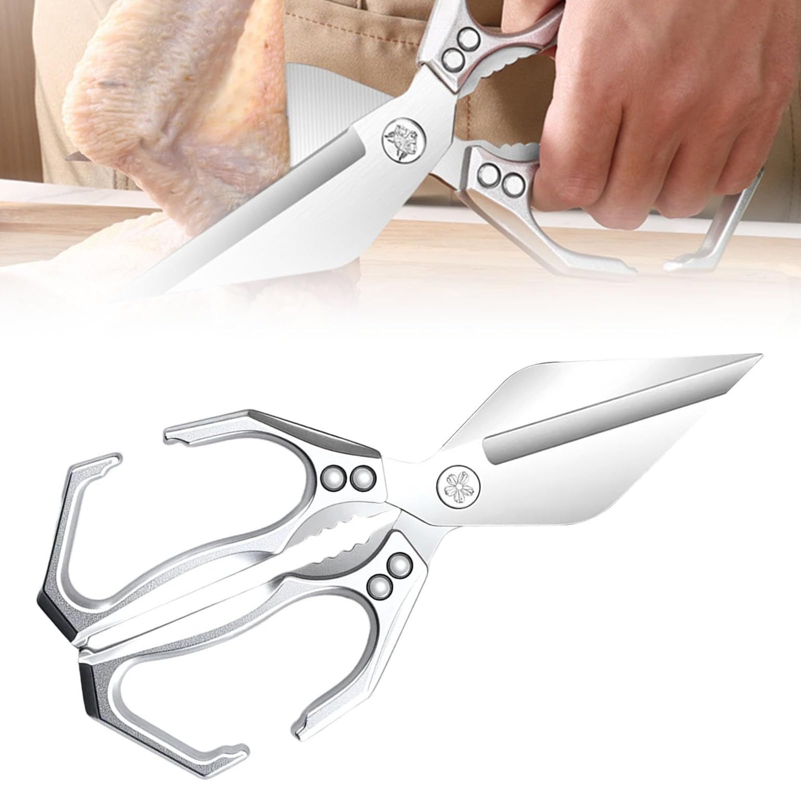 Kitchen Scissors | Stainless Steel Poultry Scissors With Ergonomic Handle | Professional Cutter Kitchen Tools For Cutting Meat Chicken Bone Fish Seafood Vegetable Commercial Turkey