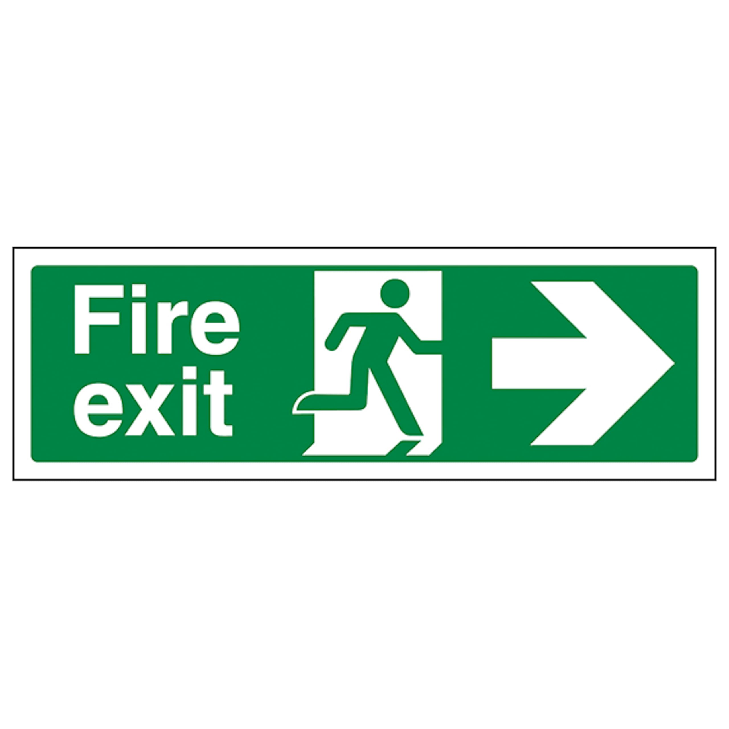 V Safety Fire Exit Arrow Right 600 x 200 mm - 2mm Super-Tough Rigid Plastic Safety Sign