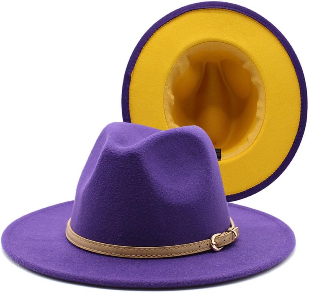 Classic Red Fedora Hat with Navy Interior, 2-Inch Brim, Cotton Felt, Leather-Look Band