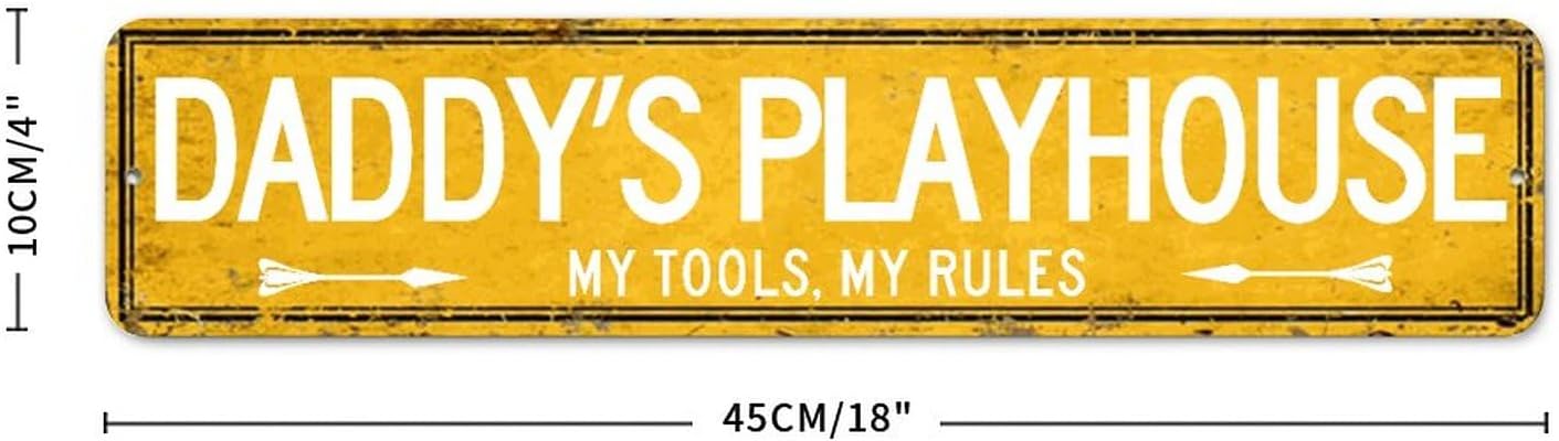 Metal Signs Daddy's Playhouse My Tools My Rules Metal Tin Signs Personalized Funny Aluminum Tin Plaque Fashion Fathers Day Gifts Road Signs Man Cave Wall Decor Home Shop Farm Pub 4x18in image 3