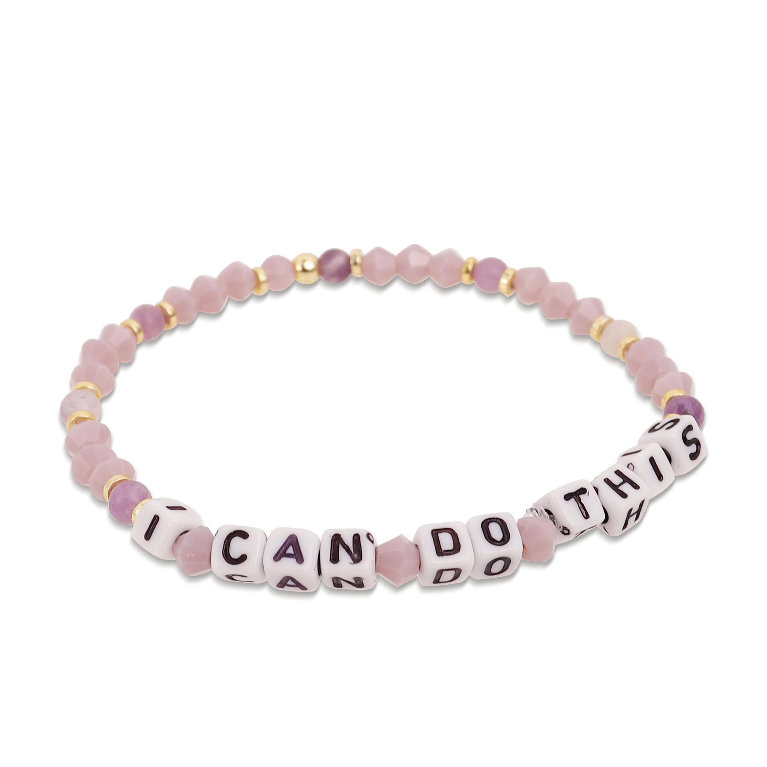 Agriajun Inspired Beaded Stretch Bracelets for Women Cute Family Lover Letter Crystal Pink Blue Beads Stackable Bracelet