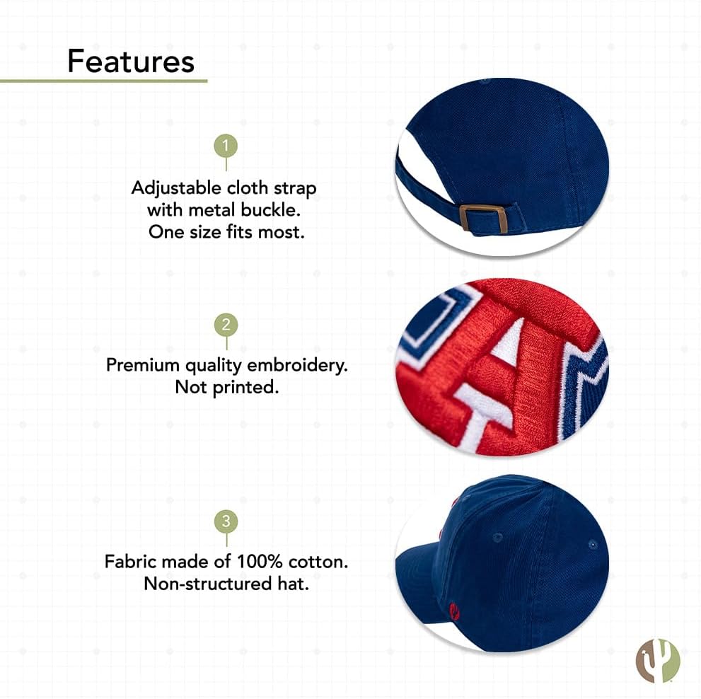 Desert Cactus University of Arizona Baseball Hat UA Wildcats Brimmed Embroidered Hats Cap Adjustable Cloth Strap Adult (Style G1 Vintage) Blue - Image 4