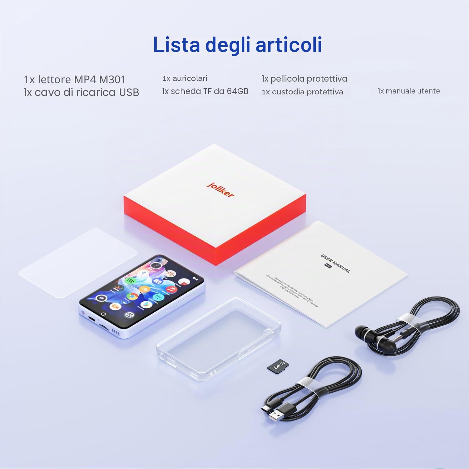 Lettore MP3 con Bluetooth e WiFi, Lettori MP3 e MP4 da 80 GB con Fotocamera, Lettore Musicale Android con Spotify, Amazon Music, Deezer, Audible, Lettore Musicale HiFi con Schermo Touch da 4,02