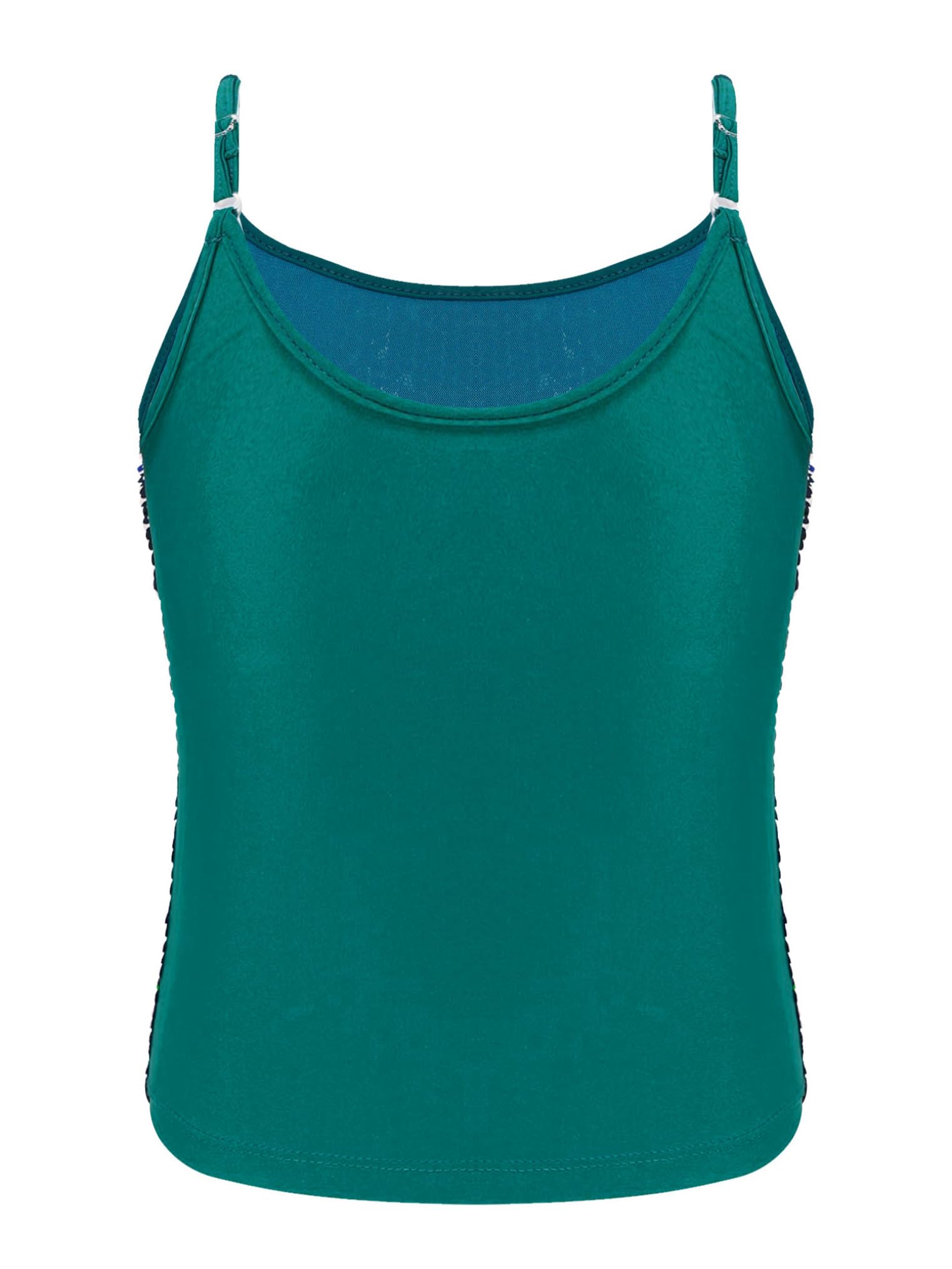 Choomomo Kids Girls One Piece Sequins Sleeveless Stretchy Dance Tops Street Dancing Gym Workout Dancewear Green 6 Years