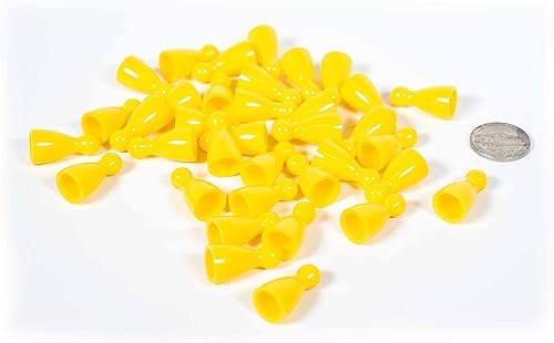 Peones de plástico: juego de 36 piezas de juego de mesa de color amarillo (Chess & Sorry Replacement Halma Pawn Markers, suministros escolares de