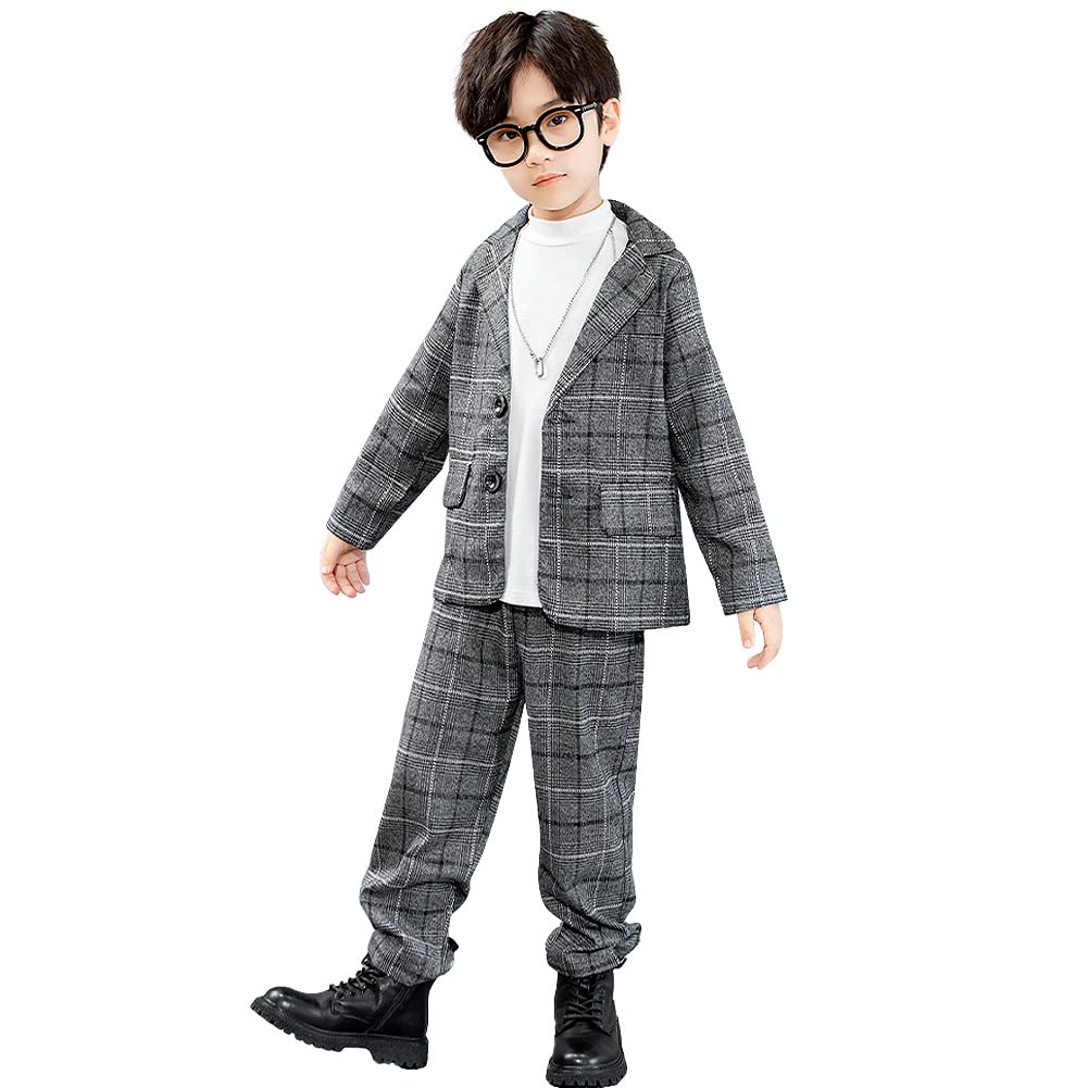 Traje Niños Boda y Ceremonia Vestido Formal Conjunto de Dos Piezas Blazer y Pantalones de Primavera y Otoño