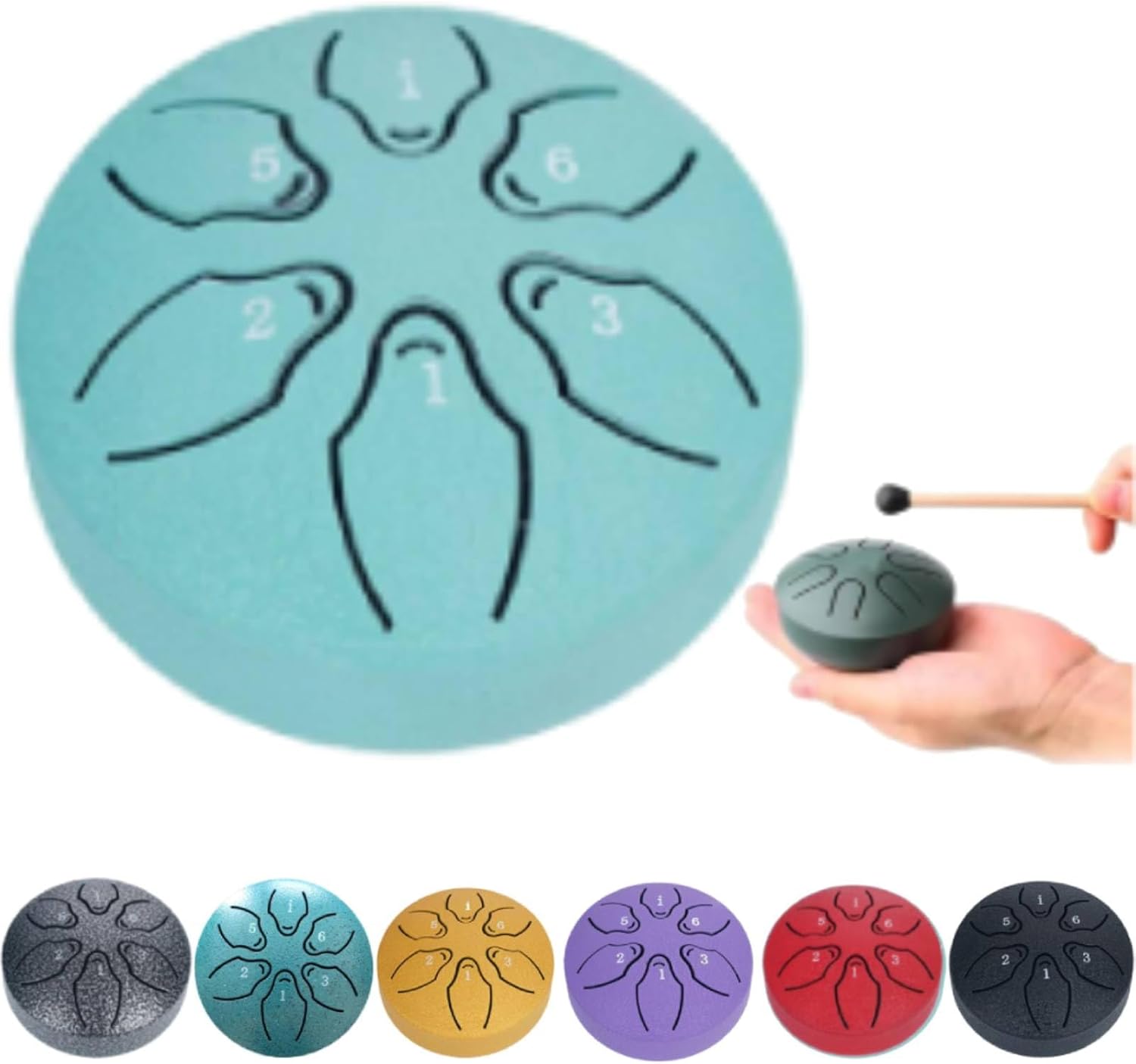 Rain Drum for Outside Garden, Steel Tongue Drum Chime, Mini Handpan Instrument, 6 Notes Percussion, Musical Garden Drum (Blue)