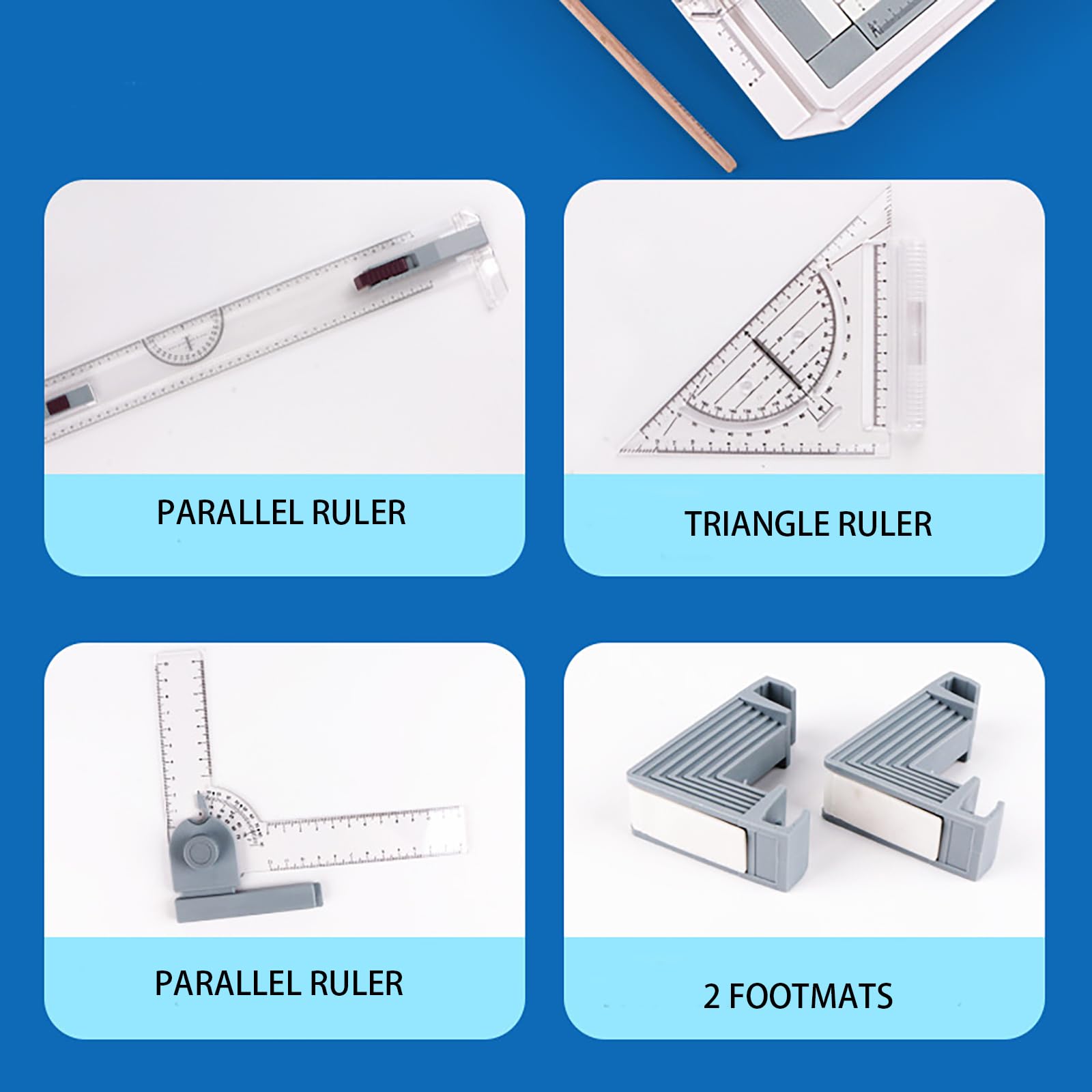 NEWFUN Lavagna Da Disegno A3 Professionale - Con Goniometro, Binario Parallelo, Angolo Regolabile - Foto 11