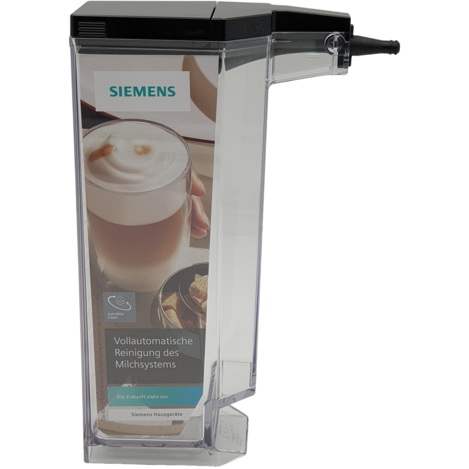 Milchbehälter komplett Milchcontainer 11032160 kompatibel mit Siemens EQ.500 Integral/Classic, mit Deckel & Schlauch, passend für TQ503D01 TQ505D09 TQ507D02 TQ507D03, klar/schwarz