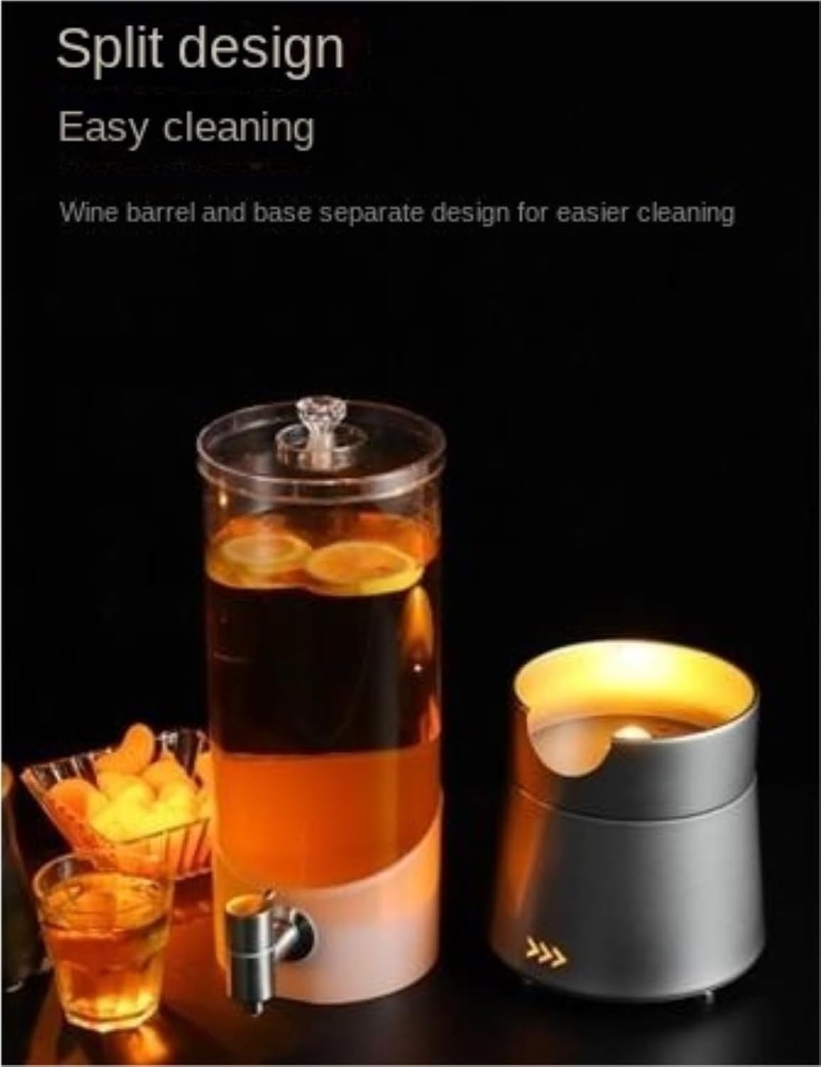 Servidor de zumos 3L para Fiestas, dispensador de Bebidas con luz LED de sobremesa, Bar y Eventos., Negro, 15x52cm