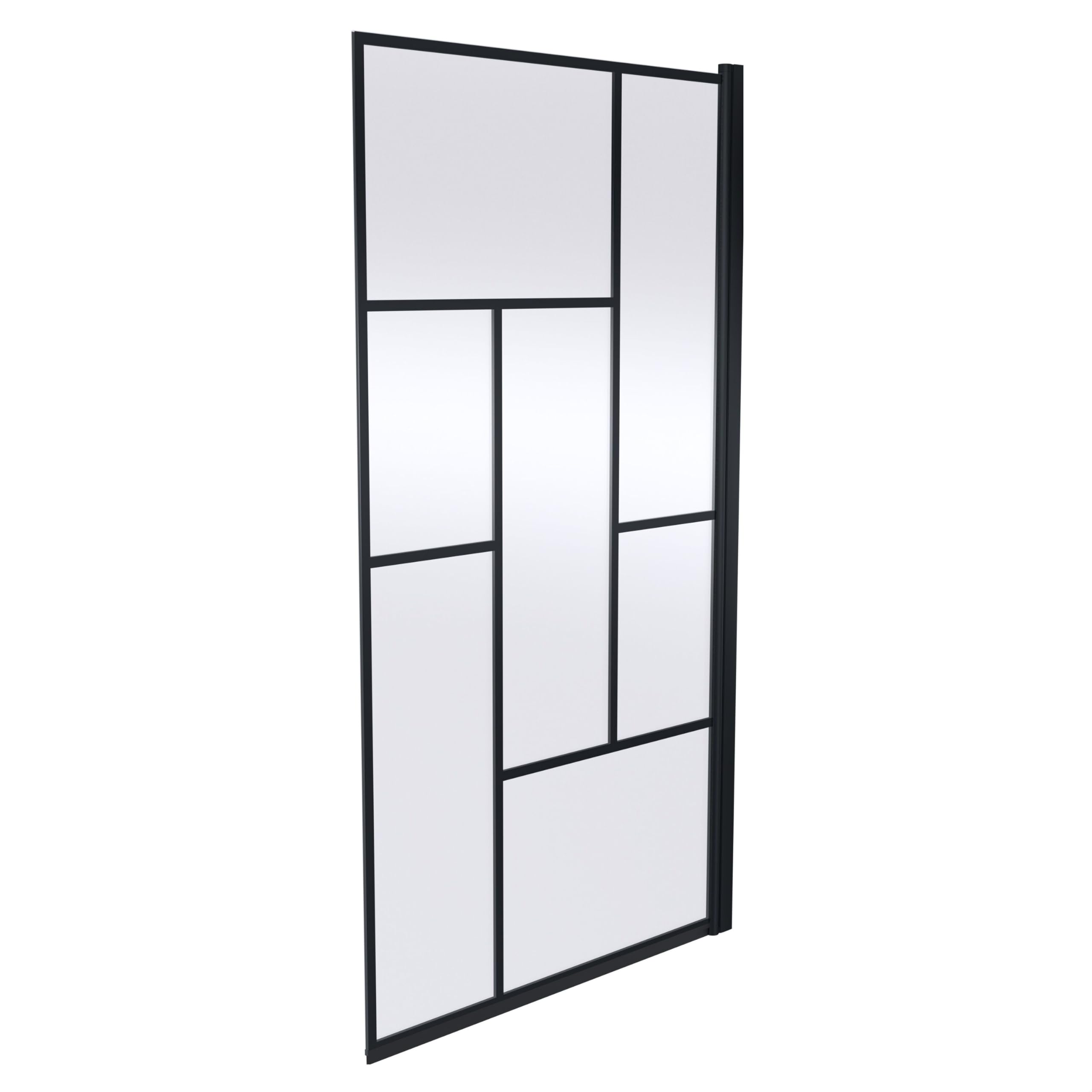 Balterley Black 790 X 1430Mm Bath Shower Screen, Rectangular Block Framed Shower Screens For Baths, 6Mm Toughened Safety Bath Door Screen, 180° Pivot Reversible Door Screens For Straight Baths (Black)
