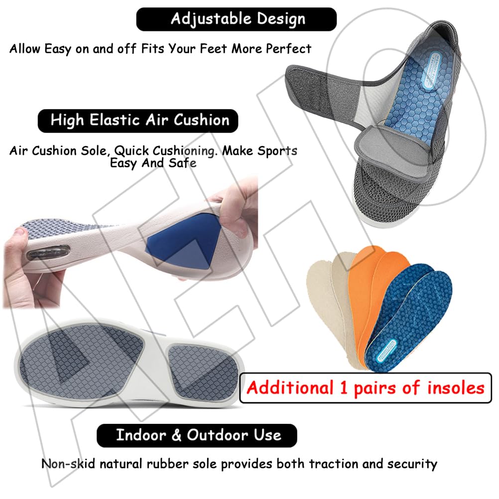 AEHO Basket Homme DiabéTique Chaussure orthopédique Homme Chaussures diabétiques pour Hommes Pieds Larges Baskets à Enfiler de Course Confortables Légères,Noir,42 EU