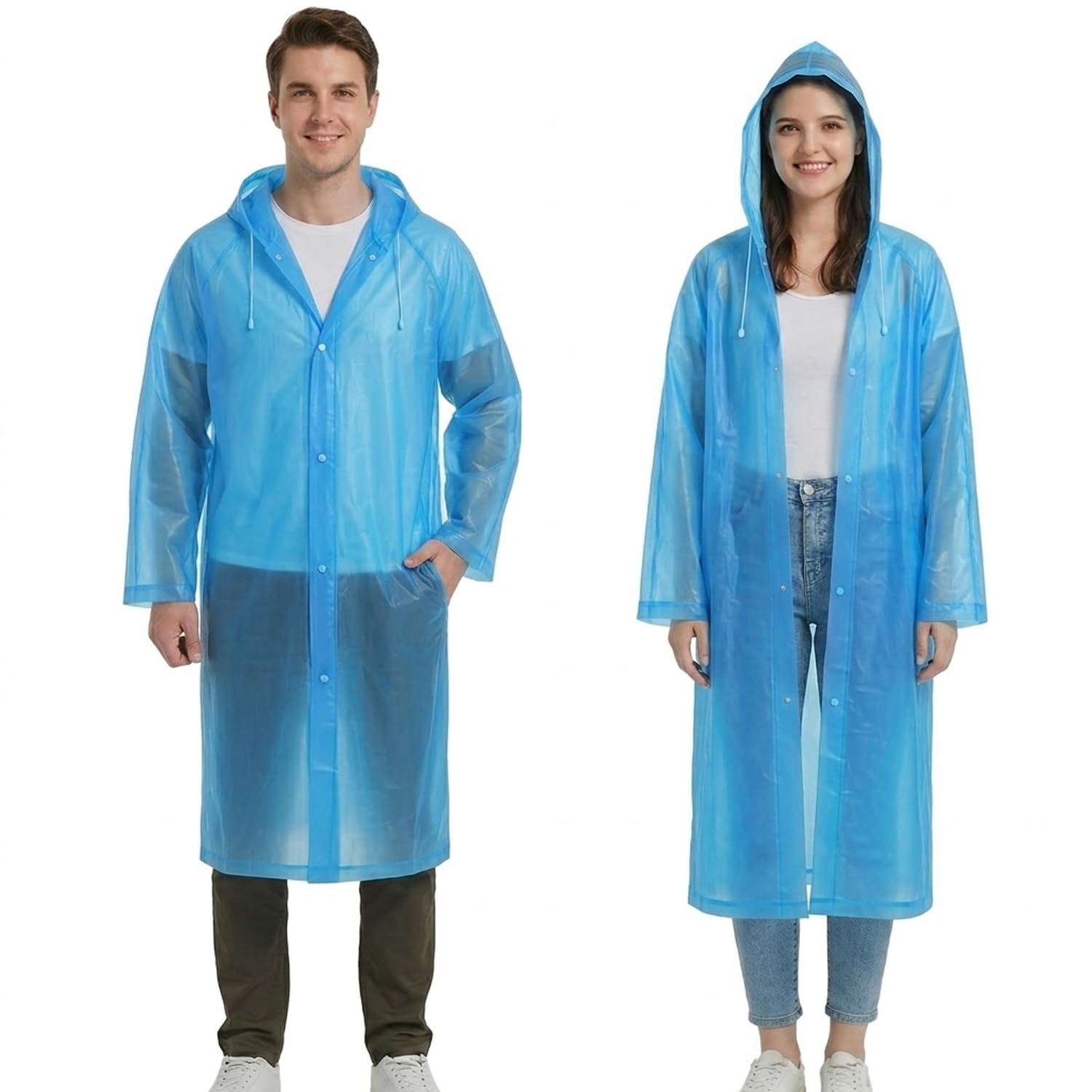 Waterproof Raincoat for Men & Women| Comfortable Rain Jacket with Hood for Adults| lightweight and Reusable Eva raincoat for Camping & All Weather(Random Colour)