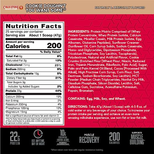 Image of BSN SYNTHA-6 Premium Protein Powder with 6g of Fiber, Whey Isolate, Micellar Casein, Milk Protein Isolate, 6g of Fat, Cookie Doughn't You Want Some, 25 Servings, 2.59 Pound (Packaging May Vary)