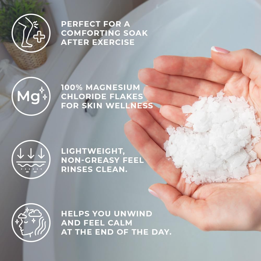 Natural Elephant Dead Sea Magnesio Bath Flakes | 4,5 kg (confezione da 2 sacchetti da 2,3 kg) | Puro cloruro di magnesio ammollo per corpo e piedi | Ideale per un bagno rilassante | Alternativa al