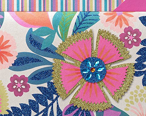 Image of Papyrus Blank Cards with Envelopes, Bright Flowers with Glitter (8-Count), 5691409
