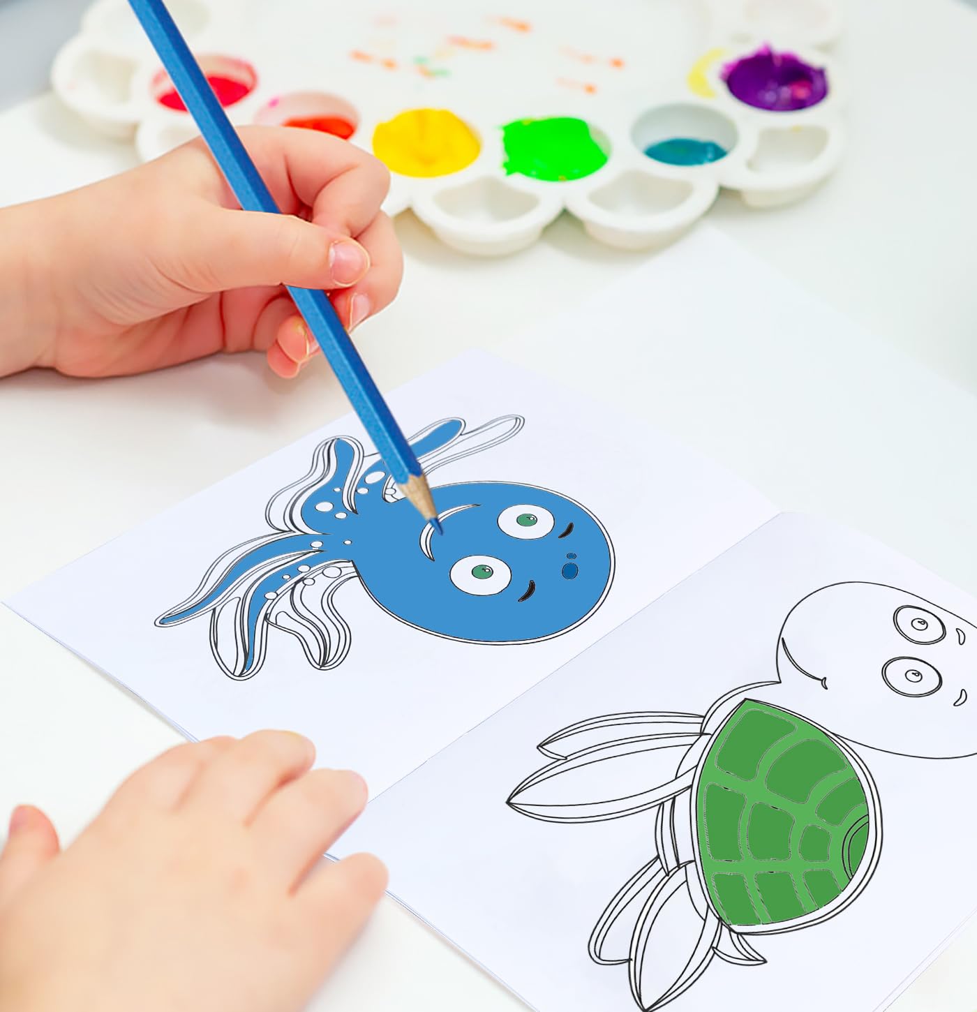 12 Pcs Ocean Coloring Books for Kids Under the Sea Mini Drawing for Birthday Party Mermaid Party Supplies Sea Animals