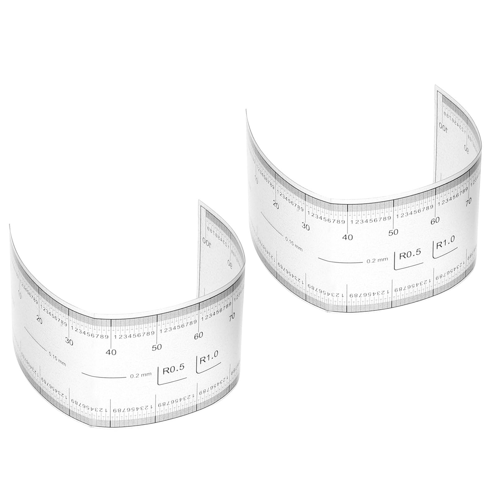 PATIKIL Film Flexible Ruler 10cm 0.1mm Scale with R Angle and Width Lines Clear PET Plastic Folding Straight Ruler for Factory Transparent