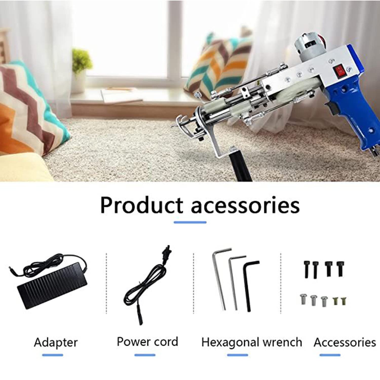 タフティングガン カットパイル ブルー/青 Amazon.co.jp: タフティングガン、2 in1ラグタフティングガン