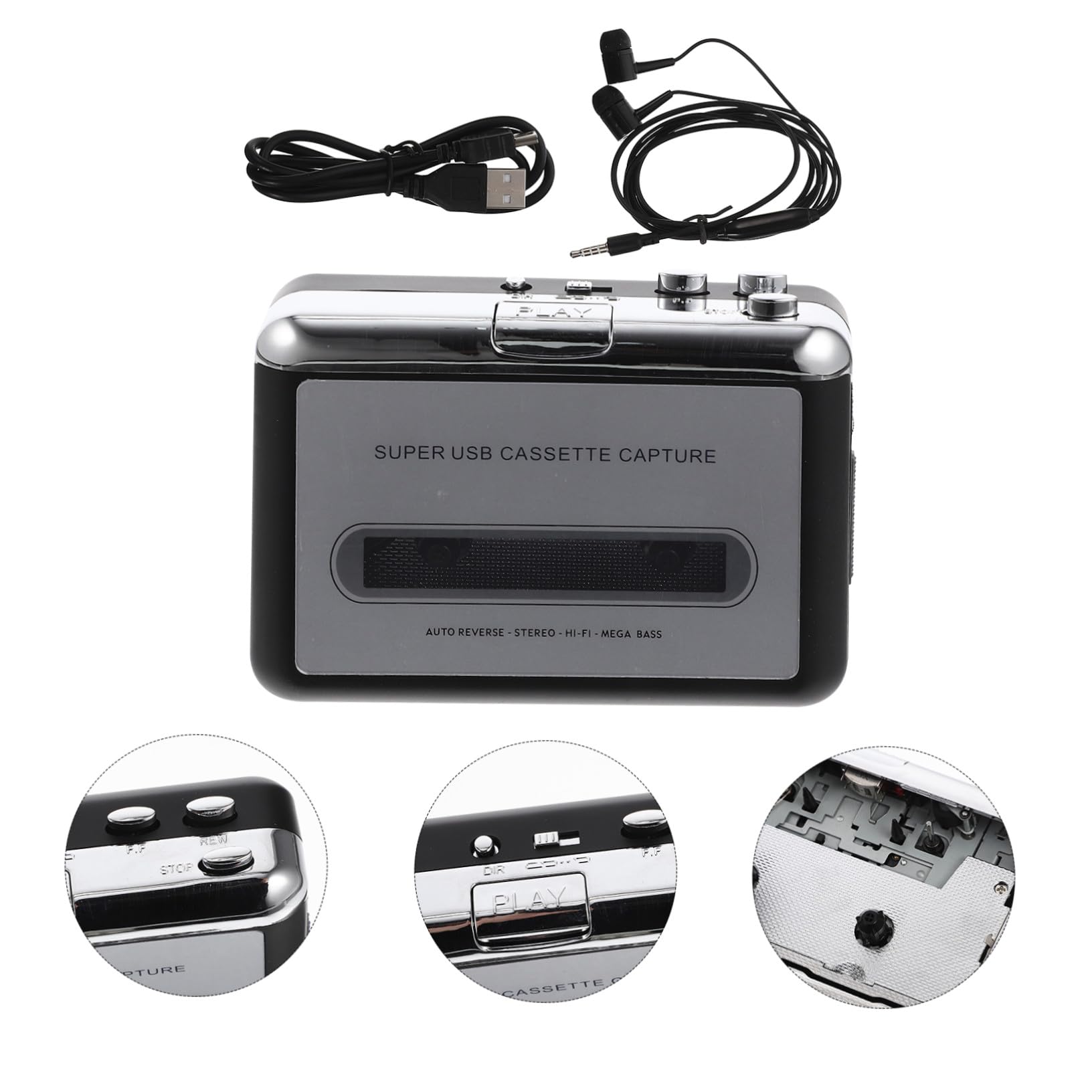 OSALADI Convertitore Cassette USB Portatile Lettore Musicale da Cassetta Software di Conversione senza Driver Compatto per Trasferire Collezione di Nastri
