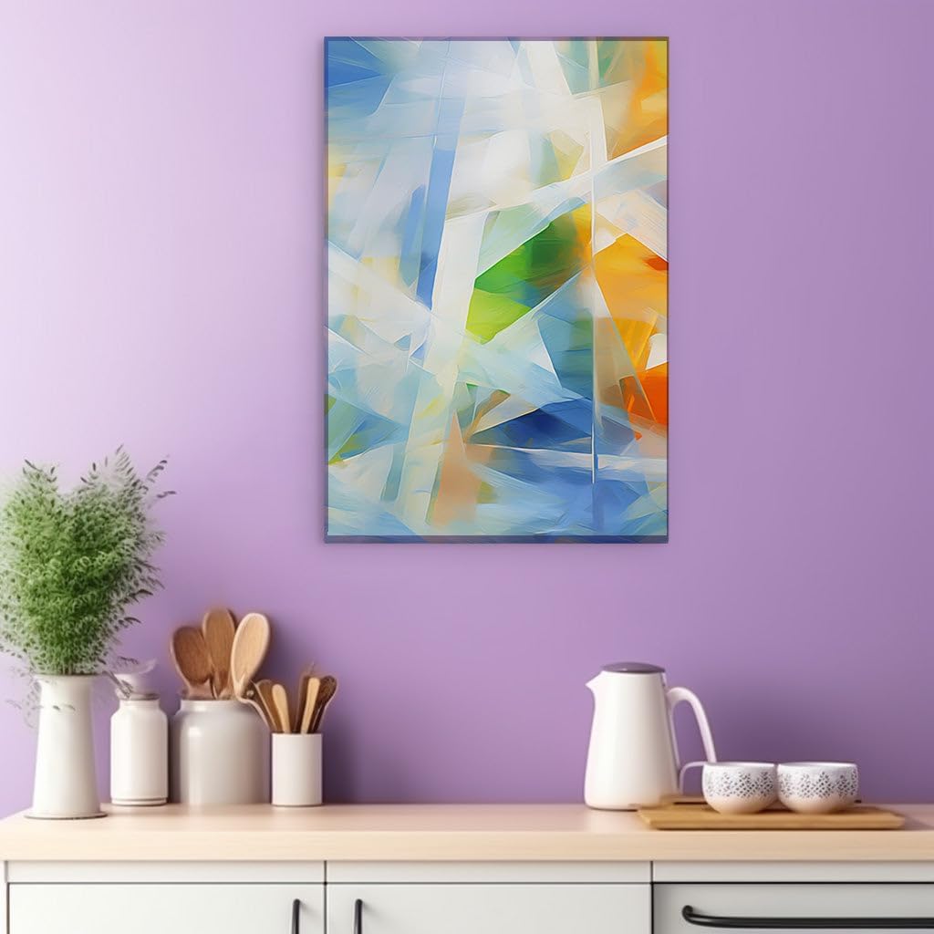 Canvas for Living room. Exploring the Vibrant Dance of Color and Shape in Abstract Digital Artistry, 27 x 18 inch Canvas Wall Art - Ready to Hang - 69x46 cm (27x18 inch)