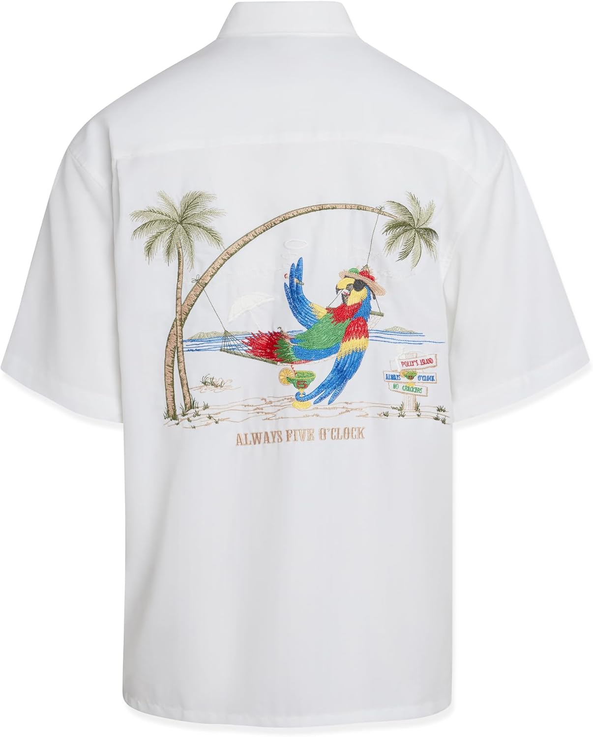 Bamboo Cay Mens Short Sleeve Always 5 Oclock Casual Embroidered Button Up Shirt