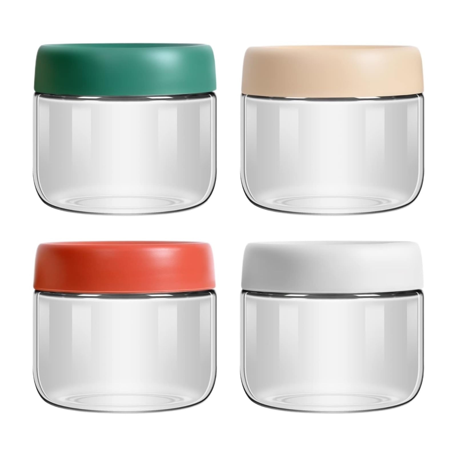 AMULONG Sweet Jars Apothecary Set Of 4 Glass Storage Jars With Lids For Meal Prep Container Jars for Crafting(300ml)