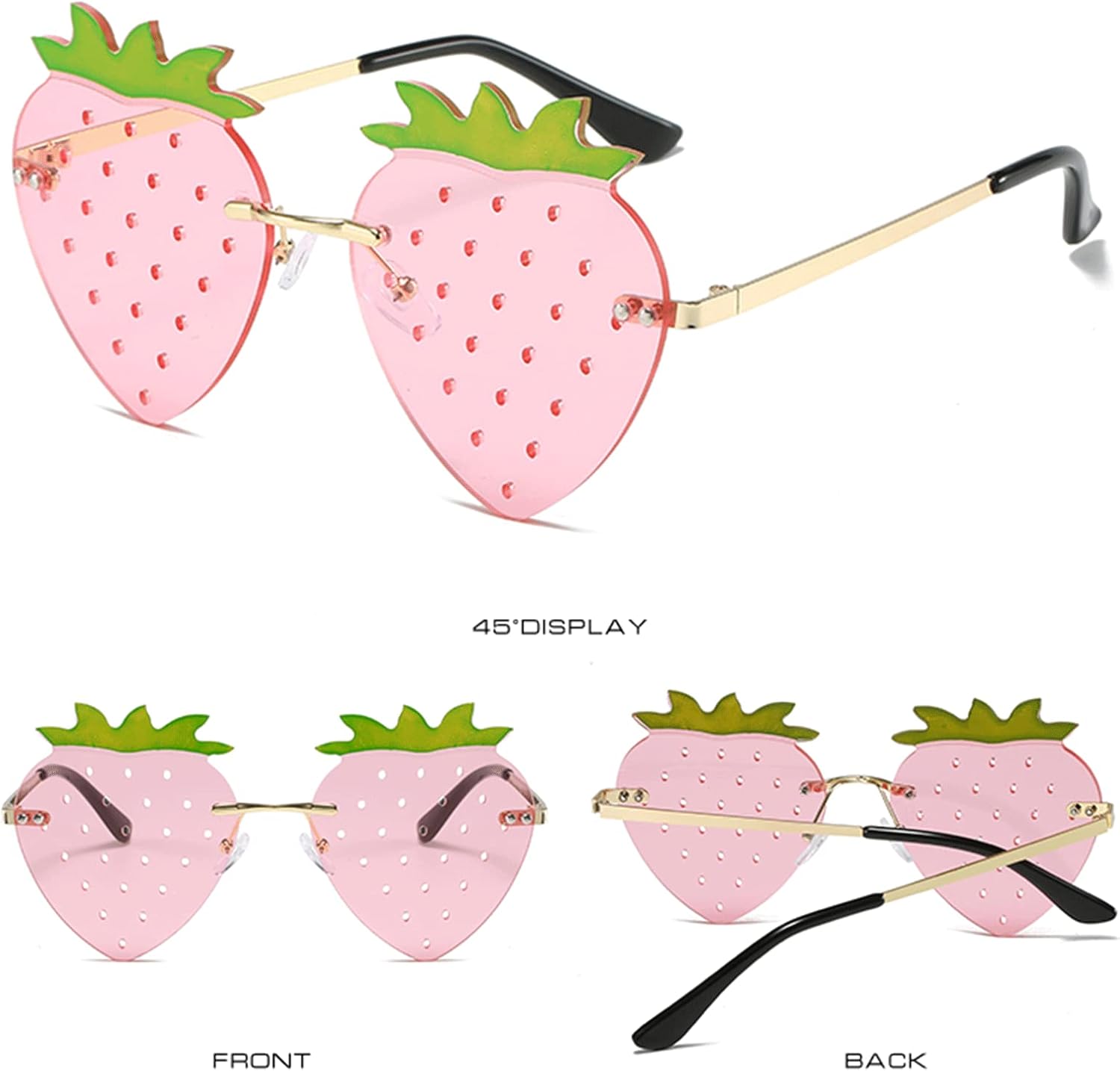YAMEIZE Unique Strawberry Sunglasses Funky Cute - Women Men Festival Party Rave Halloween Christmas Colorful Eye Glasses - Image 3