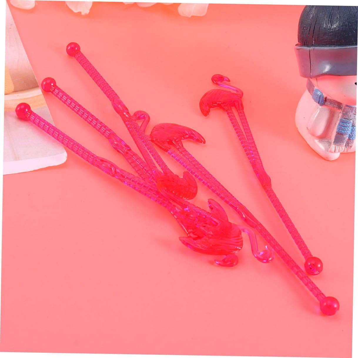 SHINEOFI Reusable Flamingo Cocktail Stirrer Sticks 30pcs Plastic Juice Mixing Rods for Hawaiian Luau Party Bar Drinkware Swizzle Sticks