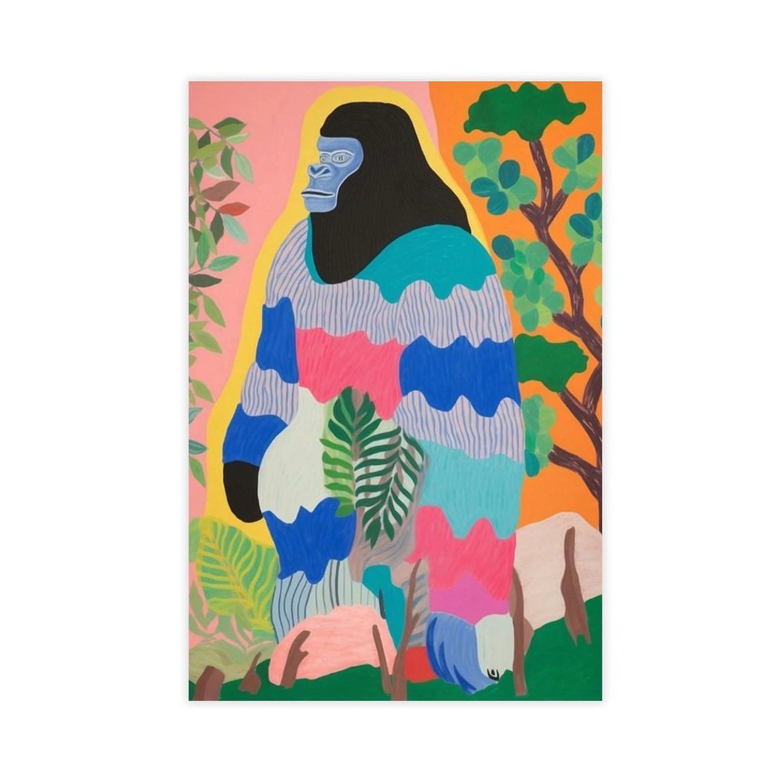 Bareronor Maximalist Gorilla Poster Canvas Poster Bedroom Decor Landscape Office Room Decor Gift 20" L X 30" W