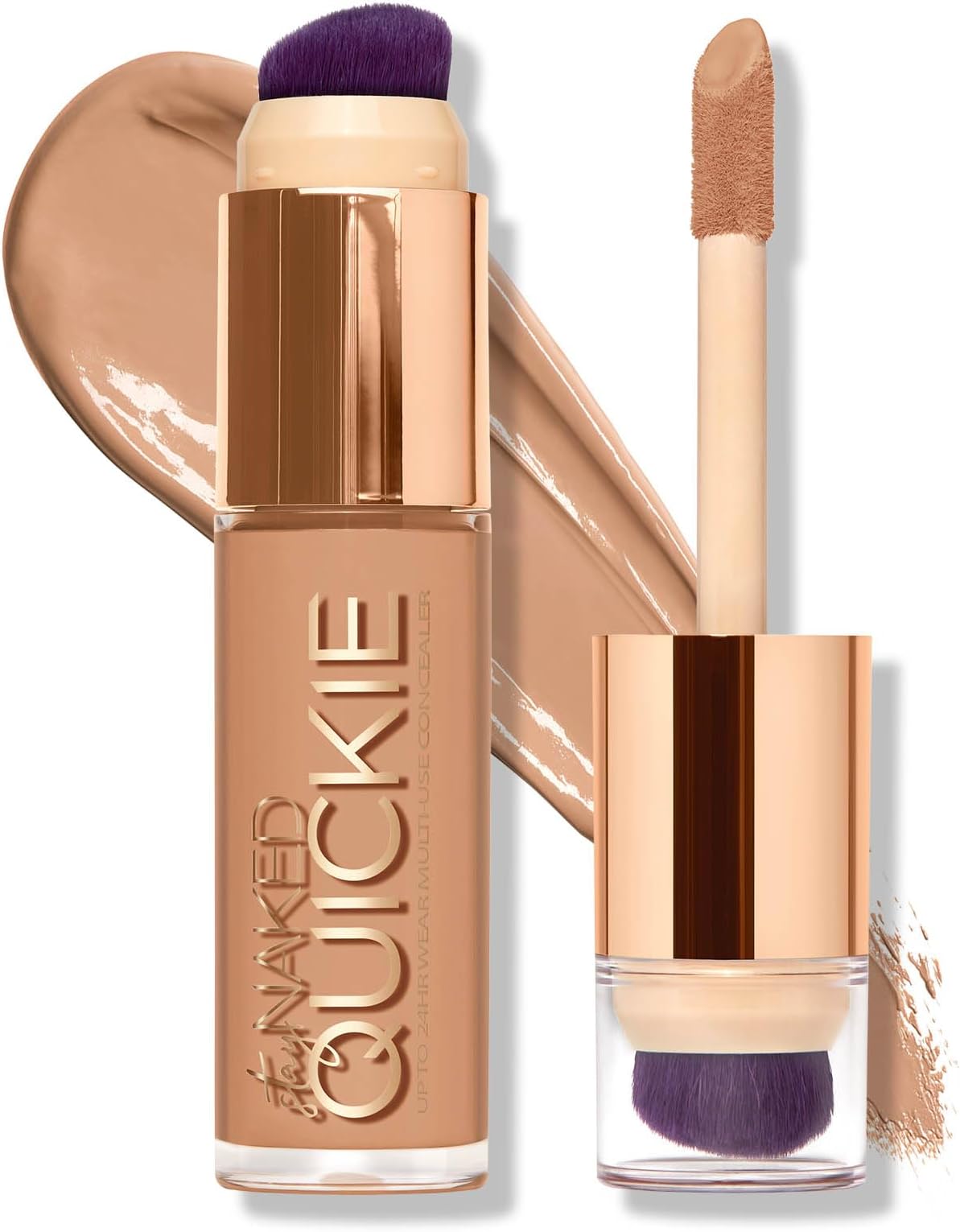 Urban Decay Quickie 24HR Full Coverage Waterproof Concealer, Natural Matte Finish, Hydrating Vitamin E, Dual-ended Buffing Brush & Multi-use Applicator, Noncomedogenic, Vegan, Cruelty-free - 0.5 fl oz