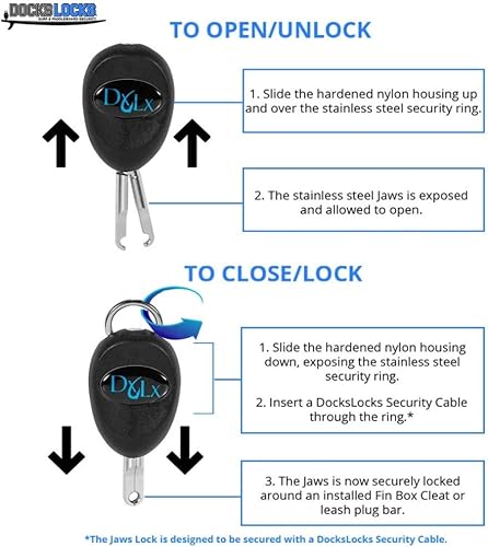 Miniatura 3 de Sistema completo de seguridad SUP & Surf – Kit antirrobo de grado marino con bloqueo de mandíbulas patentado, bloqueo de cable en espiral de 10 pies