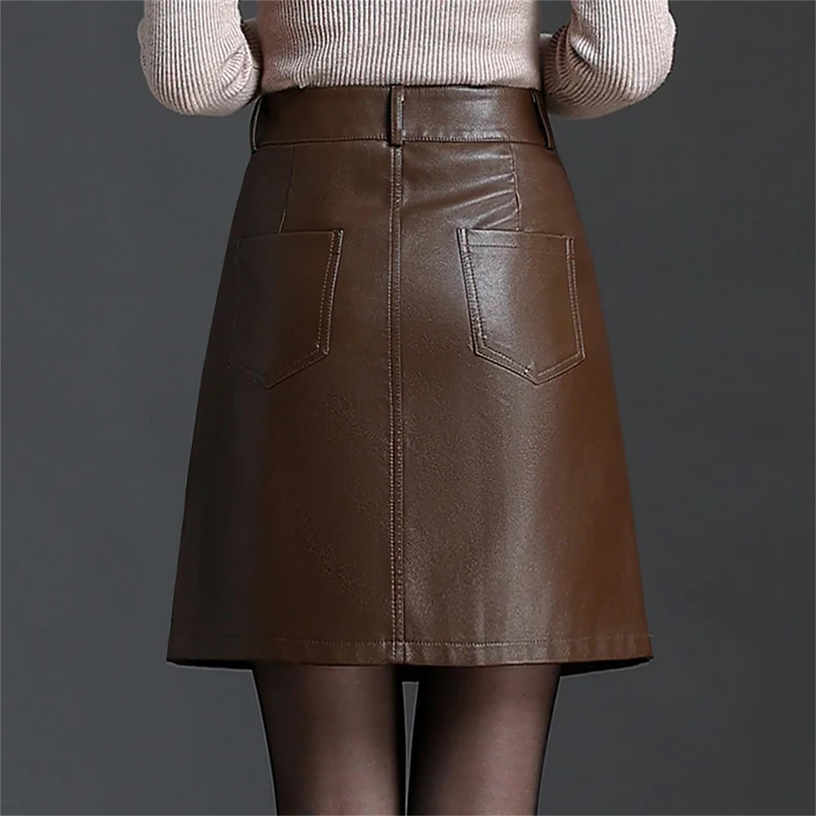 Falda sexy de piel sintética para mujer, elegante, corta, entallada, para otoño e invierno