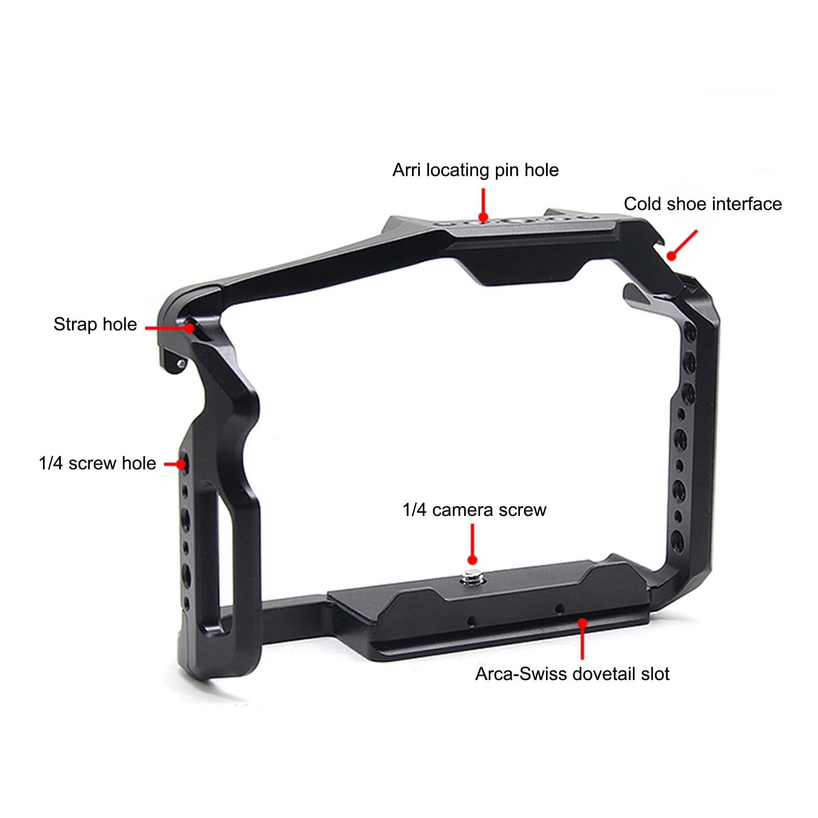 Jaula de video profesional para Panasonic LUMIX GH6 – Plataforma de aluminio de acceso completo con roscas de 1/4 pulgadas y rejillas de ventilación de refrigeración (compatible con rieles