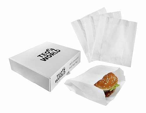 Bolsas de papel Kraft 100% resistentes a la grasa, 5 x 6 x 2 pulgadas, 100 unidades, perfectas para hamburguesas, sándwiches, panadería, dulces y