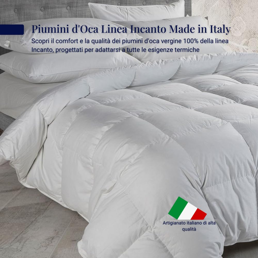Piumino Letto, Art Incanto, 2 Punti Calore, 250x215 Matrimoniale, Piumino Leggero, 160gr/mq