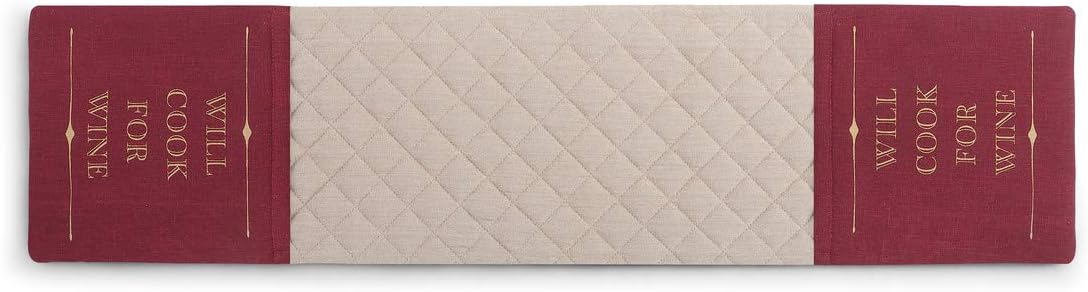 DEMDACO Will Cook for Wine Deep Red 30 x 8 Cotton Blend Fabric Double Oven Mitt