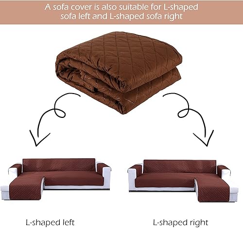 Vista 4 de Funda de sofá de doble cara en forma de L, juego de fundas para sofá seccional, fundas para sofás, sofás, funda protectora de muebles seccionales
