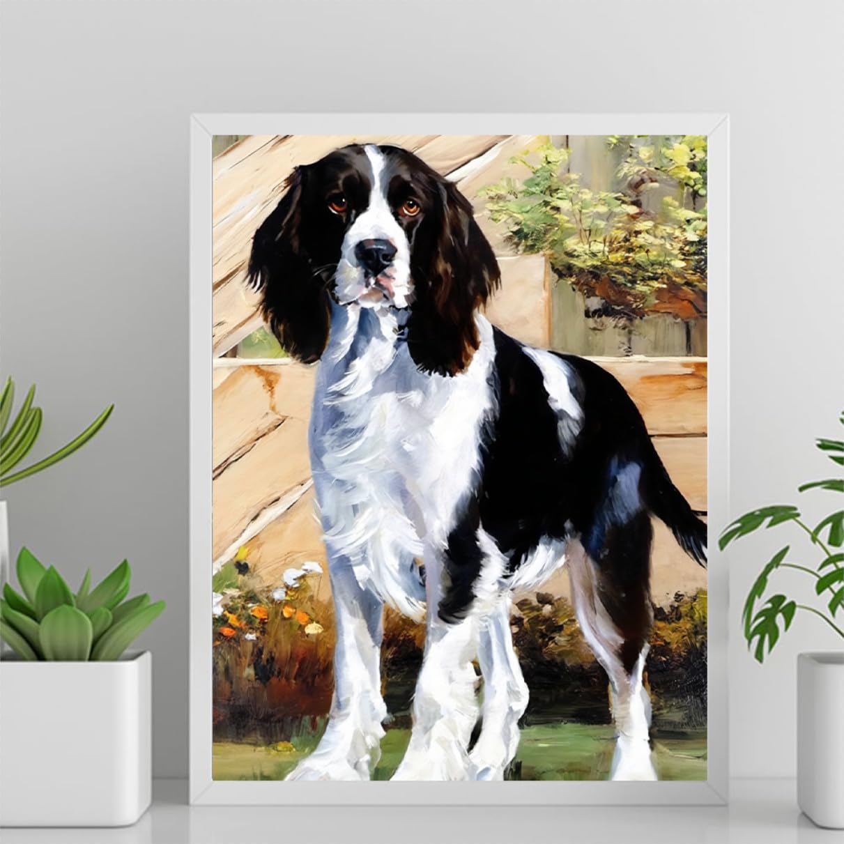 DIY Paint by Numbers Springer Spaniel Dog on Canvas Painting Kits for Adult, Beginner Oil Painting Kits Gift 16x20inch(40x50cm) Frameless