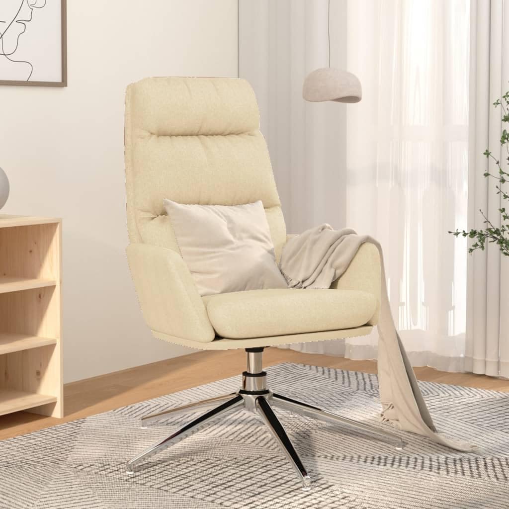 Sedia per il tempo libero, comoda, da lettura, in tessuto crema, per soggiorno, camera da letto, ufficio