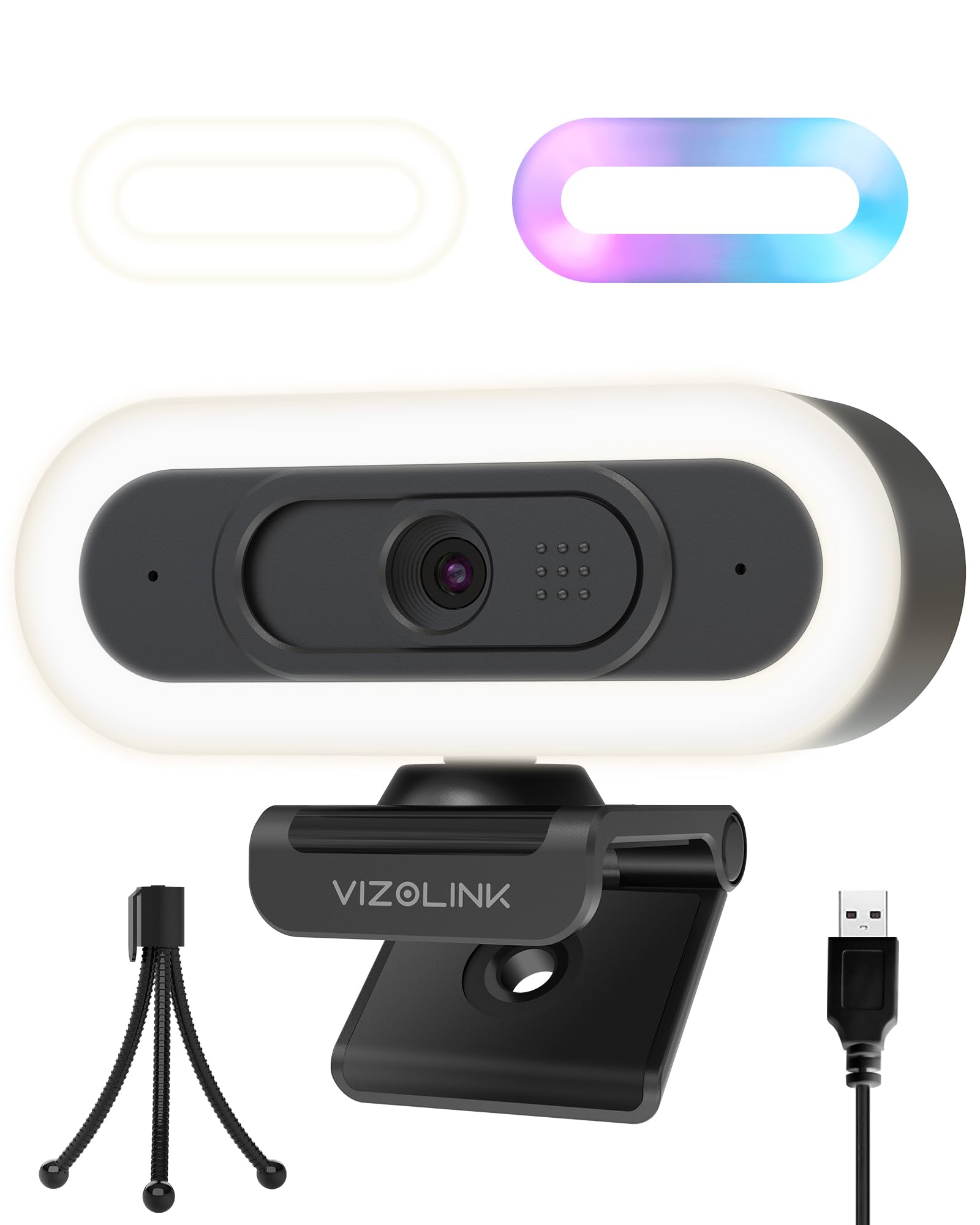 VIZOLNK W8lS kamera internetowa 4K do komputera, kamera internetowa USB z mikrofonem i osłoną prywatności, korekcja słabego światła autofokusa, 78°FOV, statyw, USB A Plug & Play, do połączeń wideo i