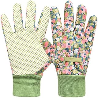 Gardening Gloves for Women 2 Pairs, Ladies Gardening Gloves Comfortable Breathable Non-Slip Flexible,Garden working Gloves with Soft PVC Dots (Small/Medium,Green)