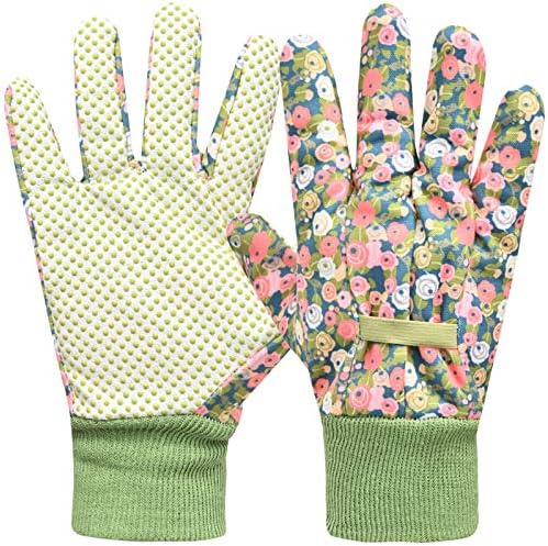 Gardening Gloves for Women 2 Pairs, Ladies Gardening Gloves Comfortable Breathable Non-Slip Flexible,Garden working Gloves with Soft PVC Dots (Small/Medium,Green)