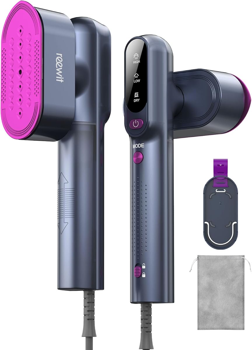 Travel Steamer for Clothes,100-240V Travel Steamer & Iron 2 in 1 with Fast Heat-Up,1200W Portable Handheld Garment Steamer,Travel Size,Large Heat Panel,Fabric Quick Wrinkle Remover for Global & Europe
