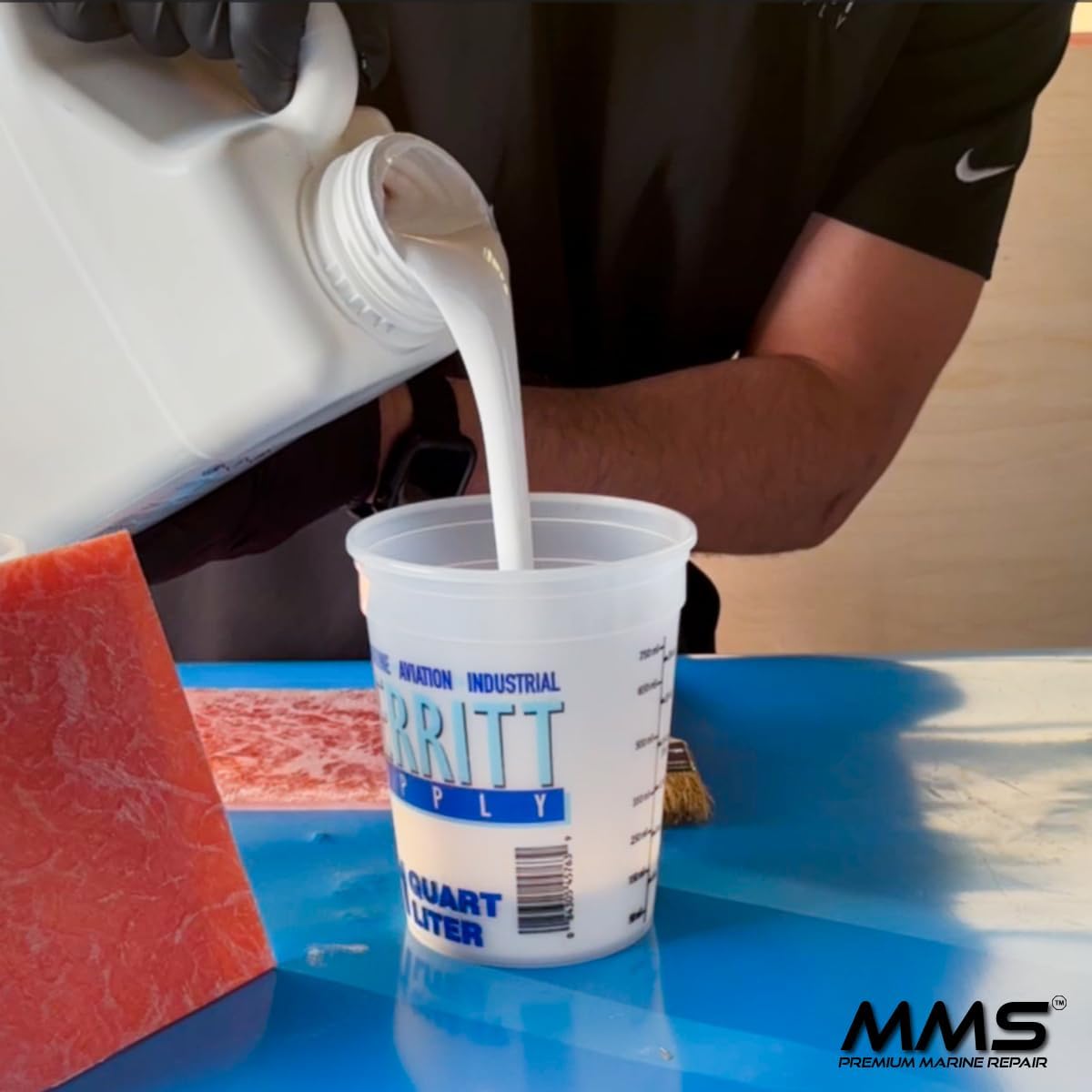 MMS Premium White Gelcoat – Marine Grade Gel Coat for Fiberglass Boat Repair and Refinishing – No Wax Formula – MEKP Included – UV Resistant – Ideal for Marine Surfaces - Quarts and Gallons