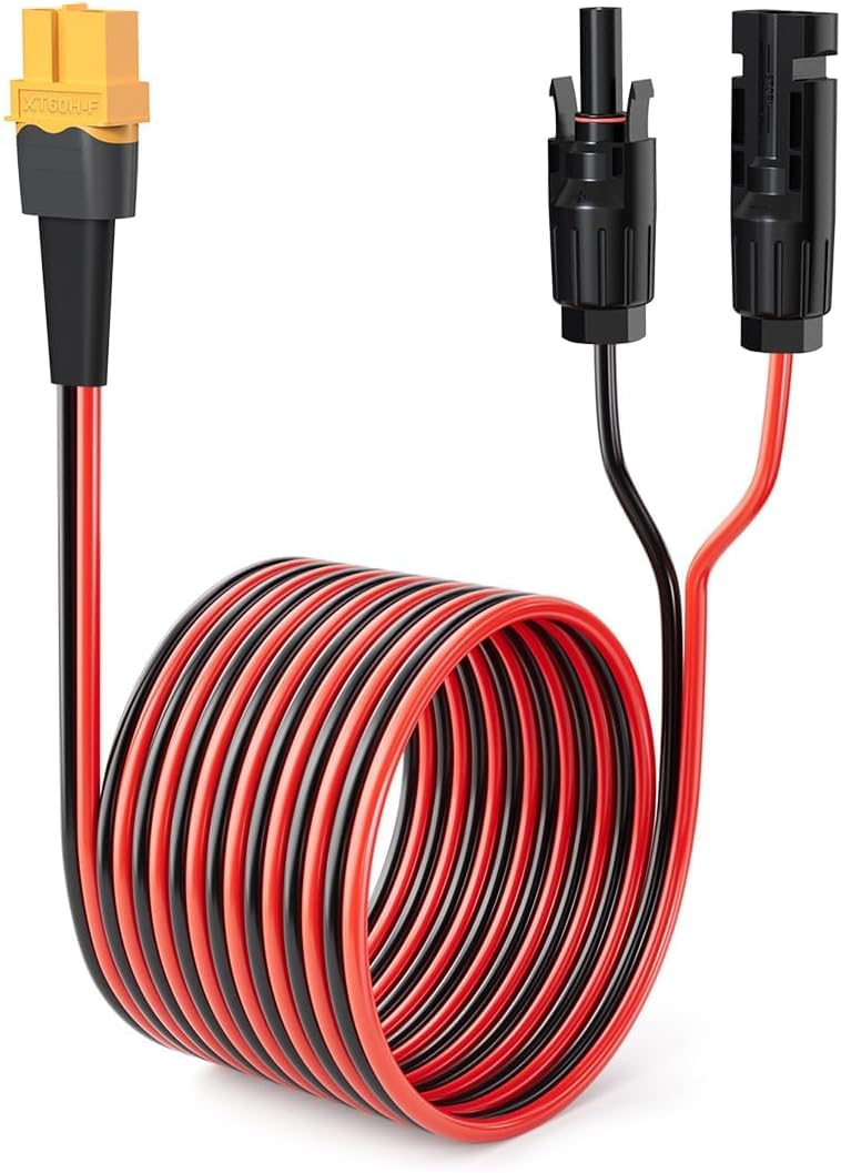 12AWG 75FT XT60 Solar Cable 2 10 25 35 50 75 100FT XT60 Extension Cable Solar Panel Connector to XT60 Connector for Portable Power Station (75FT)