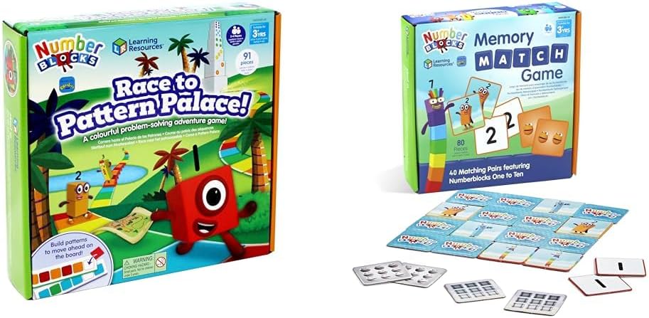 Numberblocks Race to Pattern Palace Board Game, Numberblocks Gifts & Numberblocks Memory Match Game, Kids Card Matching Game